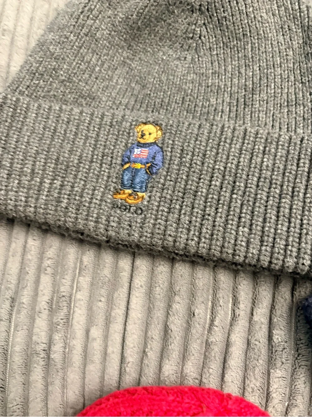 Polo by Ralph Lauren Mens Beanies - Gray, Navy & Red